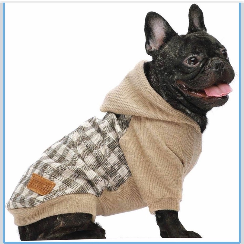 Cozy Plaid Beige Dog Hoodie